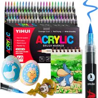12-60 Colors Acrylic Paint Pens Markers Brush Tip Paint Markers For Rock Painting Wood Canvas Stone Glass Gift DIY Crafts