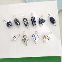 2pcs/lot Ceramics Clay Pendant Charm Heart Star Moon Butterfly Handmade DIY Painting Ethnic Necklace Stainless Steel Wholesale