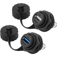 F3KE USB 2.0 3.0 Female Socket Plug Panel Mount Adapter Directly Waterproof IP67 Connector with Cap