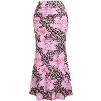 Women Sexy Slim Leopard Printed Skirts Female High Waist Contrast Party Dress Clothes Summer 2026 Ladies Red Rose Chic Skirts