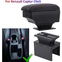 Car Armrest Box For Renault Clio 5 Armrest Box for Renault Captur Clio5 Leather Arm Rest Center Console Storage USB Led
