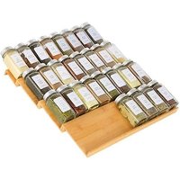 Bamboo Spice Rack Tray Drawer Organizer - Adjustable Multi-layer Kitchen Countertop Storage for Spices Utensils