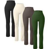 Solid Leggings for Women Seamless Knit Yoga Pants Flared trousers High Waist Hip Liftting Tights Slim Casual Sports Leggings