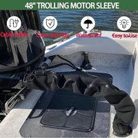 Outboard Rigging Sleeve 48 Inch Zippered Wire Wrap Black Trolling Motor Wire Protector for Boat Marine Outboard Fishing Gear