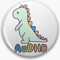 Cute Audhd Dinosaur Adhd And Autism Soft Button Pin Funny Badge Cartoon Cute Decor Hat Fashion Jewelry Brooch Collar Gift Lover