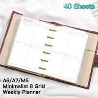 Fromthenon Loose Leaf A6 A7 M5 Notebook Journal Planner Minimalist 8 Grid Weekly Planner Refill Office Stationery Supplies