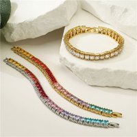 Shiny Zircon Tennis Bracelet Pretty Colorful Fine Jewelry Chain For Women Full Cubic Zirconia Bangle Fashion Jewelry