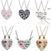 2/3 Pcs/set Big Sister Little Sister Pendant Necklace Women Hollow Heart Puzzle Sis Friend Pendant Family Jewelry Gifts