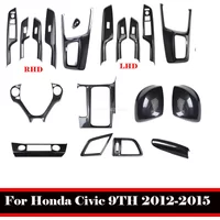 LHD RHD For Honda Civic 9TH 2012-2014 ABS carbon fiber Accessorie Window Glass Lift Switch gear shift Panel rearview cap Cover
