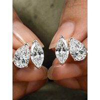 4cttw Marquise&Pear Cut Moissanite Stud Earrings with Certificate 2Diamond Ear Studs for Women Wedding S925 Silver Fine Jewelry