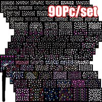 30-90Pcs/set 3D-Mini White/Pink/Diamond Flowers Nail Art Stickers 5.5*6cm Coloful Flowers Nail Decal DIY Adhesived Flower Slider