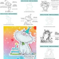 Funny Birthday Cat Cute Horse Metal Cutting Dies and Clear Stamps Cut Die Mold Blade Knife Punch Scrapbook Paper Craft Stencils