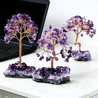 Natural Amethyst Money Tree, Feng Shui Crystal for Wealth Attraction, Desktop Craft Ornament, Unique Reiki Healing Gift