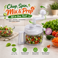 Multifunction Manual Food Chopper Hand Crank Vegetable Dicer Salad Spinner Meat Grinder Blender Egg Mixer Kitchen Processor Tool