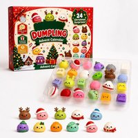 Weihnachts-Adventskalender mit 24 Tagen, Überraschungsbox, Dumpling-Squishies, langsam zurückfedernde, quetschbare, sensorische Geschenk- und Dekoartikel