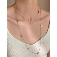 ULJ Stackable Pig Nose Necklace Double Layer Stainless Steel Long Light Luxury Chain Sweet Style Waterproof Jewelry