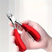 1pc Modern Stainless Steel Eagle Beak Precision Toenail Clippers with Red Silicone Grip - Odor-Free, Concave Blade for Effortles