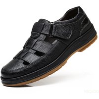 Sandales classiques en cuir véritable pour hommes, chaussures décontractées confortables et solides pour l'extérieur