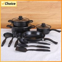 12-Piece Non-Stick Cookware Set Cooking Pot with Lid Deep Frying Pan Milk Pot Maifan Stone Frying Pan for All Hob