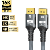 16K DisplayPort 2.1 Cable 54Gbps DP TO DP2.1 8K@60Hz 4K@240Hz 2K@360Hz Gaming Ultra HD for Monitor PC Laptop