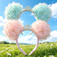 Cute Minnie Hairband with Lace Sweet Princess Style Headwear for Adult Women Girls Theme Park Travel Photography Hair Accessory