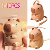 1-10PCS Capybara Mini Neck Fan USB Rechargeable Handheld Portable Fan Cute Cooler Gift for Kids Travel Summer Essentials