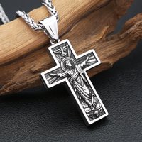 Vintage 316L Stainless Steel Cross Jesus Pendant Necklaces For Men Boys Punk Fashion Christian Amulet Jewelry Gifts Dropshipping