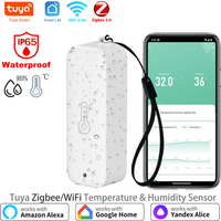 Tuya Zigbee/WiFi Outdoor Temperature Humidity Sensor Thermometer Smart Life Work Google Assistant ,IP65 Waterproof+Hanging Rope