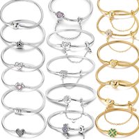 925 Silver Chain Bracelet For Woman Fit Charms Beads DIY Gold Color Heart Snake Chain Charm Bracelet Fashion Jewelry