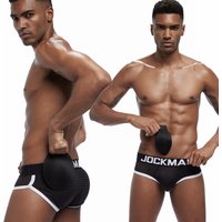 Jockmail Sexy Men Padded Underwear Briefs Buttocks Lifter Enlarge Butt Push Up Pad Removable Sponge Pads Breathable Mesh