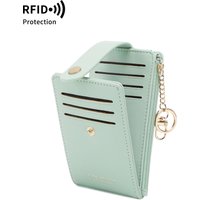 Stylish vertical folding card holder ultrathin womenswallet bifold multi-card holder zippered coin purse clutch bag with keyring