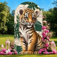 Tiger Cub Arch Backdrop Cover Party Backdrop Fabric Cover Birthday Party BabyShower Photo Booth Wall Background Event Decoration