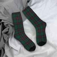 Custom Modern Tartan Plaid Dress Socks Mens Womens Warm Fashion Crew Socks