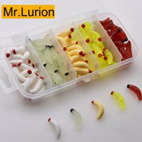 Mrlurion 2cm 100pcs a box small lure worm grub bait , soft silica larva bread worm fishing isca trout bass perch lure tackle