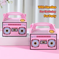 12-Pack Pink Vintage Radio Candy Boxes Handheld Candy Gift Boxes Perfect for Birthdays Disco Hip-Hop Punk and Rock Parties