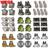 10PCS Frog Cat Embroidered Patches Cartoon Animal Iron On For Clothing thermoadhesive Patches For Clothes Jackets Sew Stickers