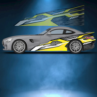 Yellow & Gray Geometry Lines Car Side Sticker Vinyl Self-adhesive Paper Motorsport Paint Decal Suitable for Truck Suv Decoration