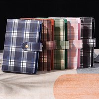 Retro Plaid Canvas Loose-leaf Notebook A6 Snap Button Diary Budget Planner Binder Journal with Card Slots School Stationery