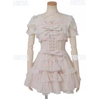 Japanese Sweet Cute Lolita Short-sleeve Dress Women Girls New Summer Slimming Height-enhancing Ruffle Trim Bow Mini Liz Dress