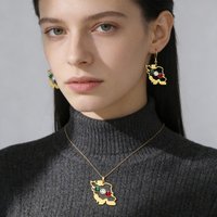 Dawapara Iran Map Pendant Jewelry Sets Zircon Earrings Keychain Necklace for Women Stainless Steel Map Jewellery