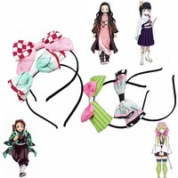 Anime Kochou Shinobu Kamado Nezuko Cosplay Bow-knot Headband Hair Band Girls Headdress Hair Accessories Gifts For Girls