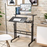 Mobile Standing Desk Adjustable Height, Rolling Desk Stand Up Desk, Mobile Laptop Desk, Rolling Computer Desk with Wheels