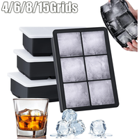 4/6/8/15 Grids Silica Gel Ice Cube Mold Large Square Ice Cube Ice Cube Mold DIY Ice Maker Cube Tray Ice Cube Tray