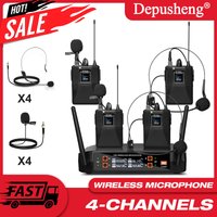 4Channel Wireless Lavalier Microphone Headset Microphone Depusheng VHF Fixed Dual Frequency Wireless Set For Stage Show