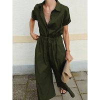 Women's casual solid color minimalist basic jumpsuit