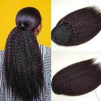 Kinky Straight Drawstring Ponytail Human Hair Brazilian Pony Tail Remy Hair Yaki Straight Clip In Ponytail Extensions For Women