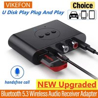 VIKEFON Bluetooth 5.3 Receiver Transmitter U Disk RCA 3.5mm AUX Jack Stereo Music Wireless Audio Adapter For Car Kit Speaker TV