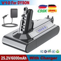25,2 V 6000 mAh Akku für Dyson V10 Ersatzakku für Dyson Staubsauger mit Ladegerät für V10 V11 Ersatz-Li-Ion-Akku