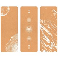Natural Cork Rubber Yoga Mat Custom Printed Chakra Pattern Non Slip Sweat Absorbent Fitness Pilate Exercise Pad Home Gym Mat 5mm