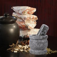1Set Stone Mortar and Pestle Set Natural Basalt Grinding Bowl for Garlic Ginger Spices Pills Medicine Kitchen Crush Pot